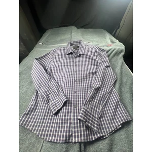 Vestido ajustado JOS A BANK RESERVE púrpura blanco a cuadros para hombre XL algodón egipcio - Imagen 1 de 5