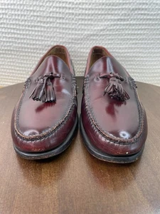 G.H. Bass Weejuns Shoes Mens Size 10.5 D Burgundy Leather Tassel Loafers Classic - Picture 1 of 10