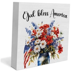Memorial Day Decor Patriotic Decor Decorations Independence Day Wooden Sign - Picture 1 of 8