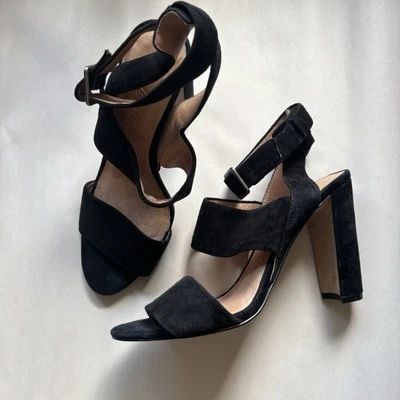 Madewell Mujer The Octavia Negro Gamuza Correa al Tobillo Tacones Talla 7 Clásico Preppy Foto 1 de 4