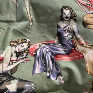Alexander Henry Beauties and Brains Zombie Pin-Up Fabric Shy Of Yard - Picture 1 of 4