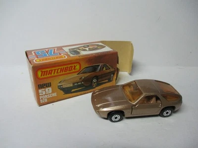 Matchbox Lesney Superfast SF59 Porsche 928, tostado, ámbar, base NEGRO MATE, en caja Foto 1 de 2