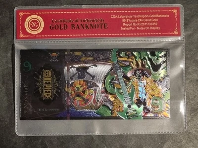 BROOK - ONE PIECE - BANCONOTA DORATA DA COLLEZIONE - CON CERTIFICATO - Immagine 1 di 4