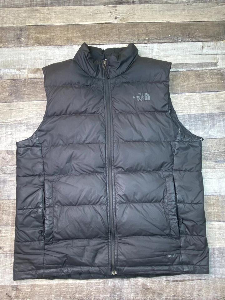The North Face Vest Mens Large Black Jacket 550 Down Puffer Coat Flawed Worn - Image 1 of 4