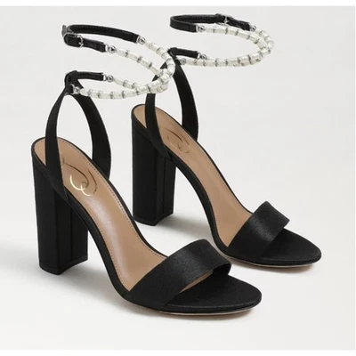 Sandalias Sam Edelman Yanelli adornadas con correa al tobillo negras seda talla 8,5 nuevas en caja  Foto 1 de 4