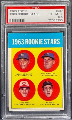 1963 Topps Rookie Stars Pete Rose Vintage High #537 Hit King RC PSA 6,5 EX-MT+ Foto 1 de 2
