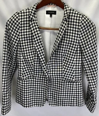 Blazer Traje Chaqueta Muesca Solapa Talla 2 Talbots Blanco y Negro Forrado con Guinga Foto 1 de 4