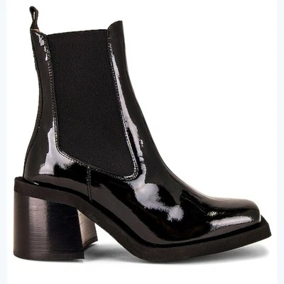 Botas Chelsea GANNI Negras Puntera Cuadrada Charol Pull On Boot, Talla 41 Foto 1 de 4