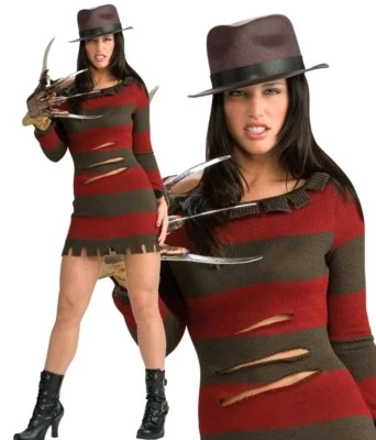 RUBIE'S Adult MISS KRUEGER 80s Halloween Movie Fancy Dress Costume Krugar TV Horror Film