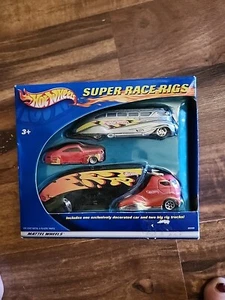 2002 Hot Wheels Super Race Rigs Tail Dragger, Art Deco Bus And Cabover Truck Set - Picture 1 of 4