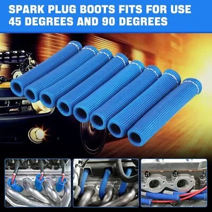 8PCS Spark Plug Wire Boots Wrap 2500° Spark Plug Heat Shield Sleeves - Picture 1 of 8
