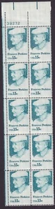 Scott #1821 Frances Perkins Plate Block of 10 Stamps - MNH - Picture 1 of 2