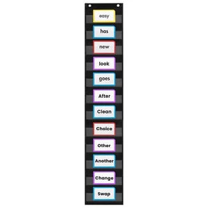 - 9" Wide x 56" Tall Pocket Chart Black - Sturdy Pocket Chart for Classroom f... - Picture 1 of 5