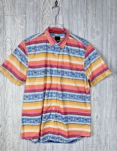 Bar III Mens Multicolor Aztec Cotton Southwest Shirt Short Sleeve Button Size L - Picture 1 of 10