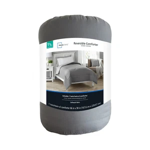 Mainstays Unisex Grey/Light Grey Reversible Microfiber Comforter Twin XL 66x90in - Picture 1 of 9