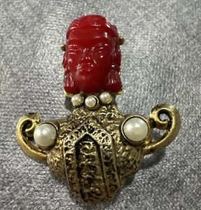 Vintage Selro Selini Asian Thai Princess Brooch Pin Faux Pearls Jewelry Unsigned - Picture 1 of 6