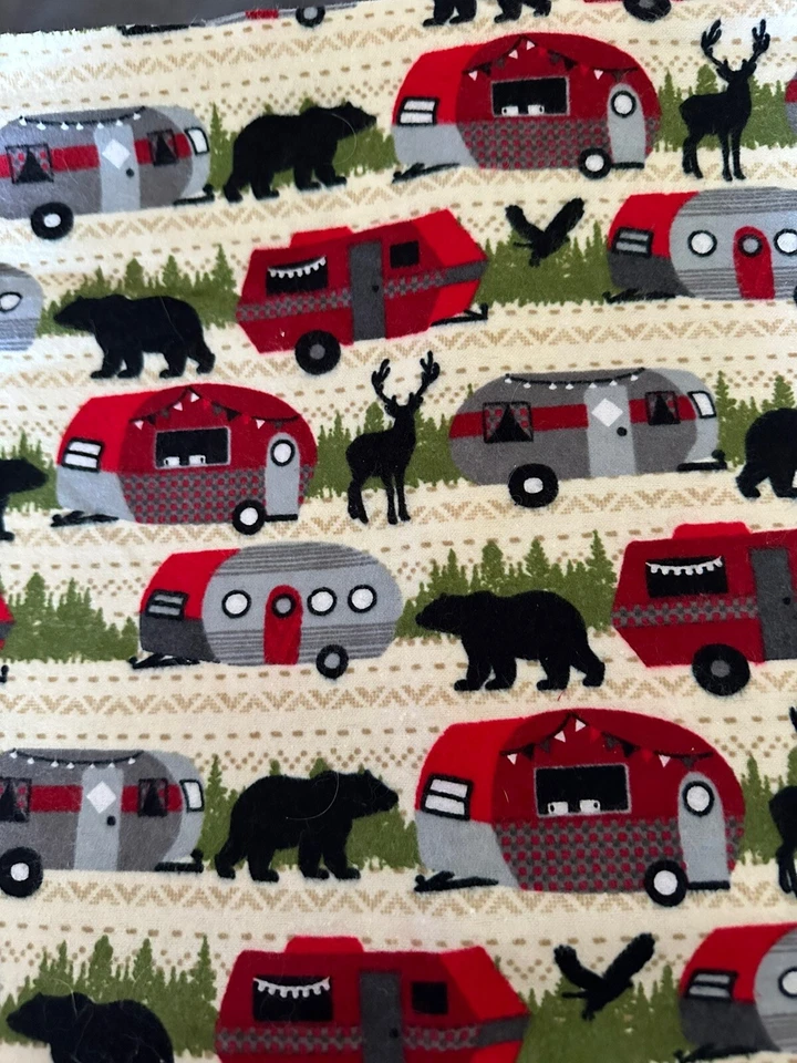 Happy Camper Flannel 2 1/2 Yds For p.j.'s Pillows Curtains Shirts New - Image 1 of 1