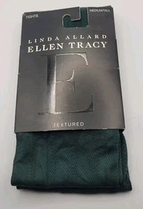 VTG Linda Allard Ellen Tracy Textured Tights Medium/Tall, Forest Green, New - Picture 1 of 7