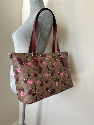 Borsa Coach Gallery nuova in tela firmata con ciliegia sulla parte superiore CAA71