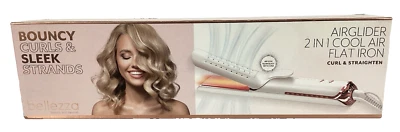 Plancha plana Bellezza Curl & Straighten AirGlider 2 en 1 aire frío oro rosa caja abierta Foto 1 de 4