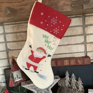 Heiligabend Santa’s Best Strumpf bestickt Ho Ho Ho Polarfleece Schneeflocken - Bild 1 von 2