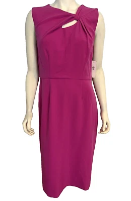 Nuevo con etiquetas Vestido Lápiz Donna Ricco Fucsia Sin Mangas Forrado Talla 10 Midi Foto 1 de 4
