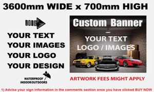 3600MM X 700MM - CUSTOM WORKSHOP - CAR CLUB - MAN CAVE - SHOW BANNERS - Picture 1 of 1