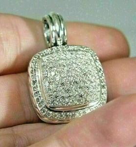 2.Ct Round Cut Real Moissanite Cluster Pendant 925 Starling Silver 18 Chain - Picture 1 of 3