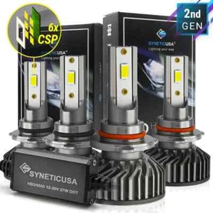 9005+ 9006 CSP LED High/Low Beam LED Headlight Kit DRL Light Bulbs 6000K - Picture 1 of 11