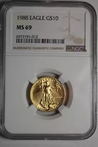 1988 $10 Gold Eagle MS69 Key Date NGC MS69 - Picture 1 of 4