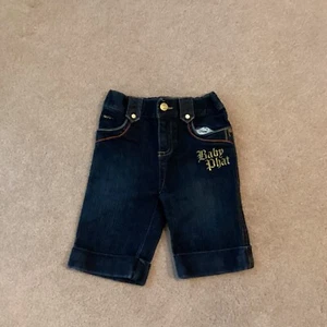 BABY PHAT DENIM CROPPED PANTS OR LONG SHORTS, GIRLS 5, 4 POCKETS, LOGO FRONT - Picture 1 of 5