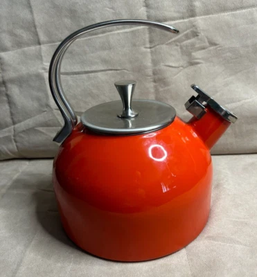 Lenox Kate Spade Tetera Esmalte Rojo Naranja Olla Silbato Foto 1 de 4