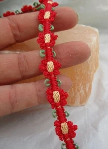 NEW 4 yard sewing trim craft red floral 1/2" wide - Picture 1 of 2
