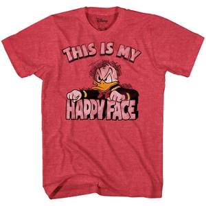 Camiseta para hombre Disney Donald Duck This Is My Happy Face roja jaspeada - Imagen 1 de 1