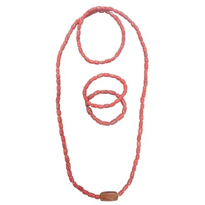 Original Conjunto de Joyería de Cuentas de Coral, Conjunto de Collar y Pulsera Africana para Bodas. Foto 1 de 3
