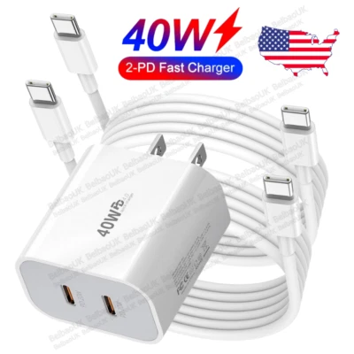 Cargador rápido USB-C de 40 W para iPhone 15 Pro Max Plus iPad Samsung PD tipo C cable Foto 1 de 4