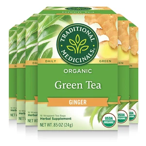 Traditional Medicinals Tea, Organic Green Tea Ginger, Promotes Healthy Digestion - Picture 1 of 12
