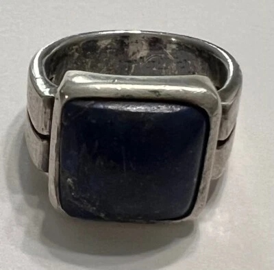 Anillo de sello de lapislázuli esterlina (talla 6,5) Foto 1 de 4