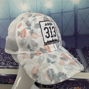 DGC Hat Detroit Golf Club White Peach Gray Leaves Snapback Ahead Specialty Cap - Picture 1 of 10