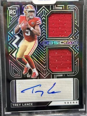 Trey Lance Obsidian 2021 NFL #026/100 Rookie Patch Auto 49ers Panini Gem - Image 1 of 4