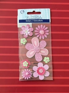 PINK FLOWERS LARGE - 3D STICKERS - SANDYLION ESSENTIALS - RARE - FREE SHIPPING - Picture 1 of 1