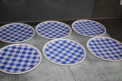 6 Gallo Design Weiß/ Blau Kariert Teller Brotzeit Bayern Landhaus Oktoberfest - Bild 1 von 4