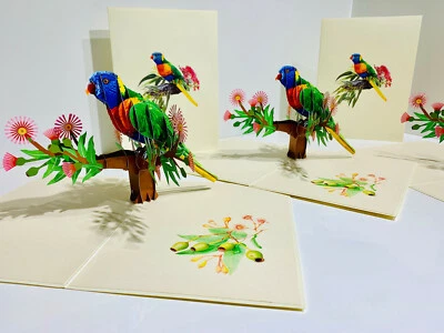 Origami Pop Cards Aussie Rainbow Lorikeet 3D Pop Up Greeting Card Happy Birthday - Image 1 of 4