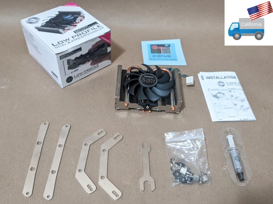 1U/ Mini ITX/ATX Copper Heatpipe CPU Cooler for Intel 1156 1150 1155 LGA 775 - Image 1 of 4