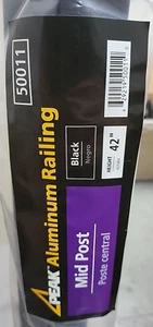 Peak Aluminum Railing 42"x 2" Mid Post /Black /Model 50011/ New In Box - Picture 1 of 2