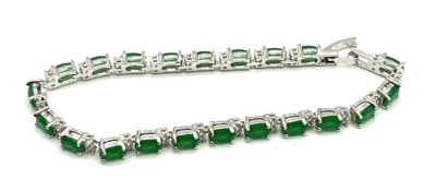 Green & White CZ Tennis Bracelet 7.5" - Image 1 of 4