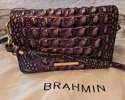 MINI BOLSO DE MANO BRAHMIN PASSION MINUETTE DE CUERO PÚRPURA IRIDISCENTE CARTERA/BROSSBODY Foto 1 de 4