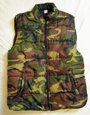 Open Trails Mens Large Camo Puffer Vest Camouflage Hunting Casual Woodland - Image 1 of 4
