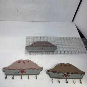 Wall Mount Key Rack By Hanger Holder 5 Hook Red Heart Pie Lot Of 3 - Picture 1 of 6