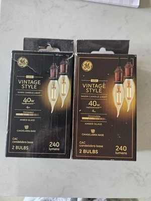 (2) GE Vintage Style Warm Dimmable  40W/3.5W Amber LED Bulbs 240Lumens 4 Bulbs  - Image 1 of 3